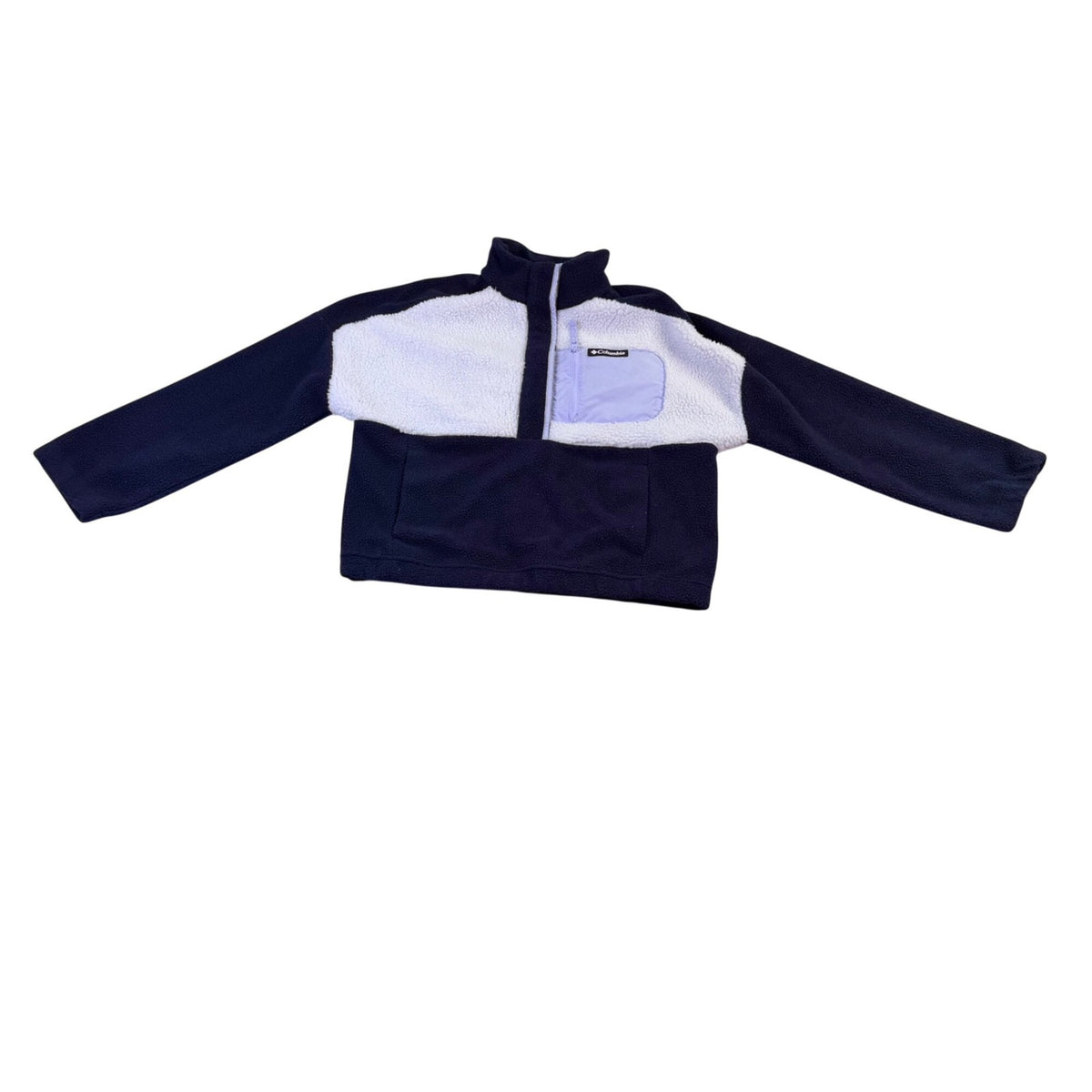 Columbia Womens Navy & White Half-Zip Fleece Pullover Warm Layer Sz L