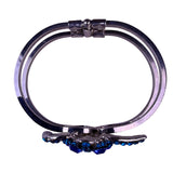 Silver Tone Womens Blue Rhinestone Turtle  Bracelet Adjustable Charm Jewelry