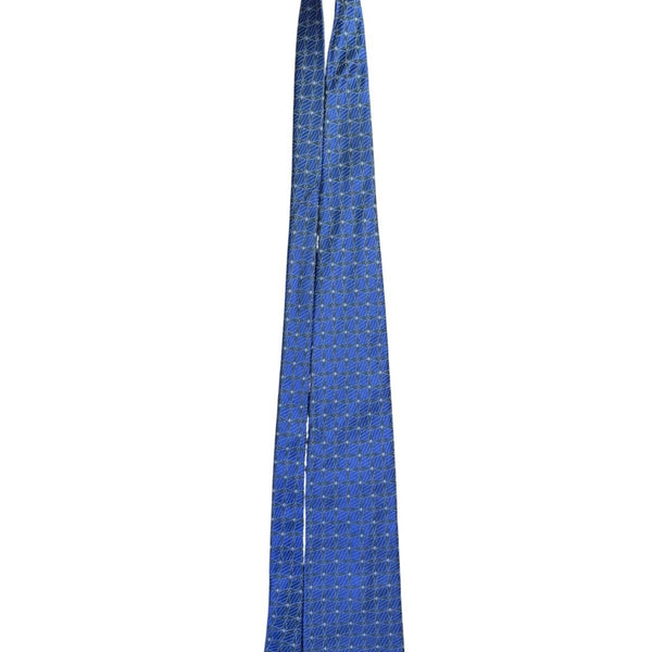 Geoffrey Beene Mens Blue Silk Geometric Pattern Necktie