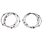Seasonal Whispers Womens Black Metal Bracelets Set Crystal Accents Multi-Layer