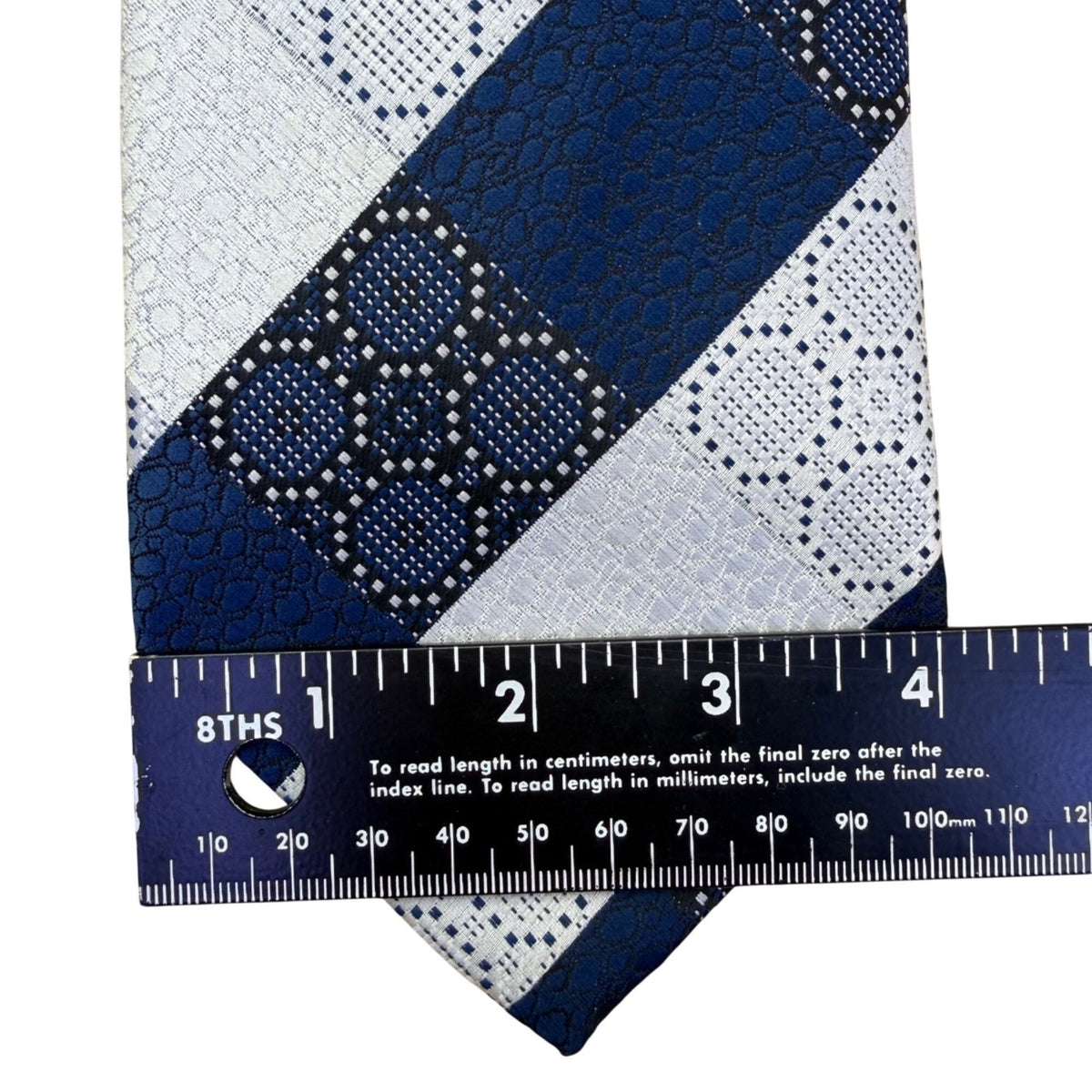 John Frederics Mens Blue/White Polyester Argyle Necktie Geometric Design