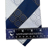 John Frederics Mens Blue/White Polyester Argyle Necktie Geometric Design