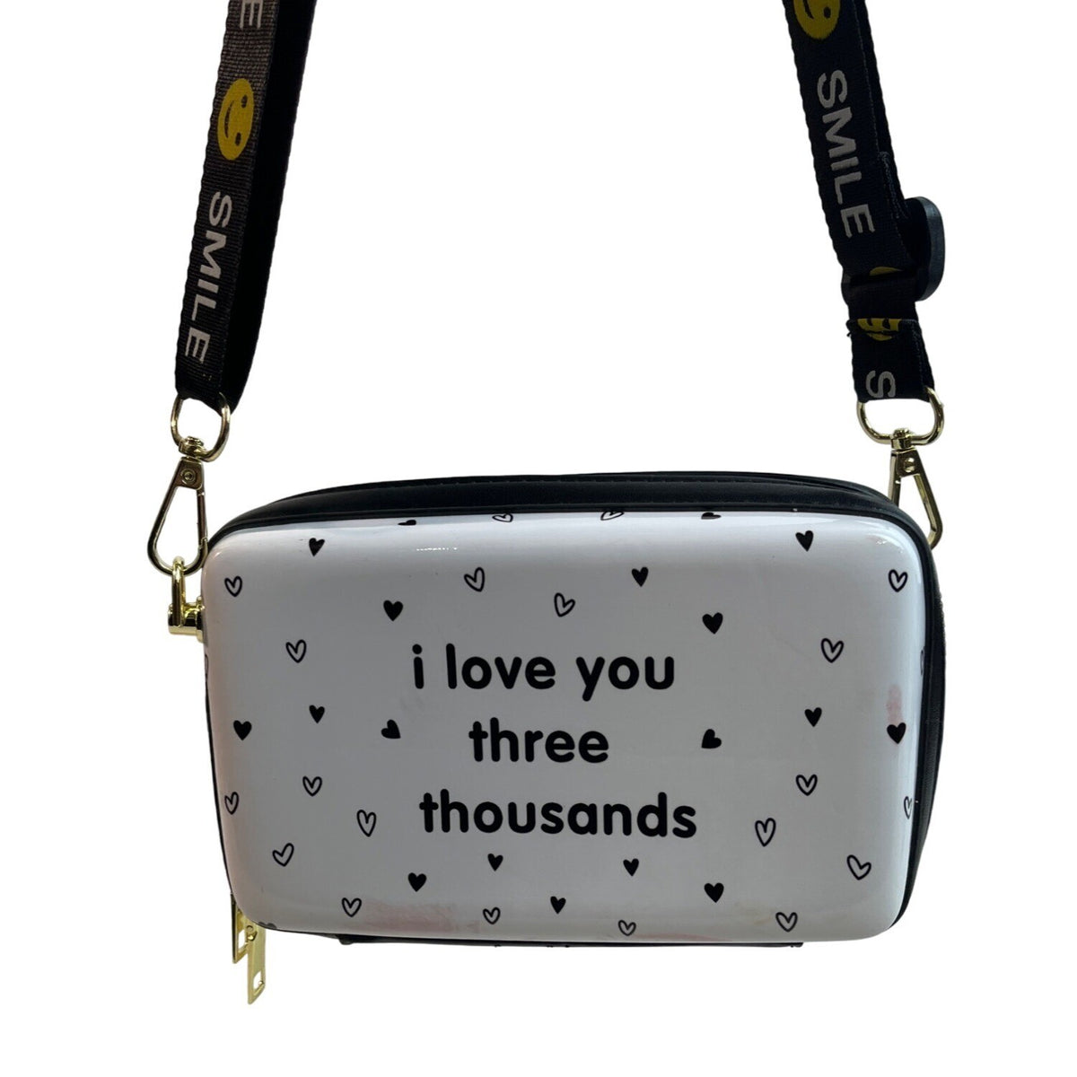 Fashion Women's White Kawai Camera Design With Smileys Strap Shoulder Bag Sz S