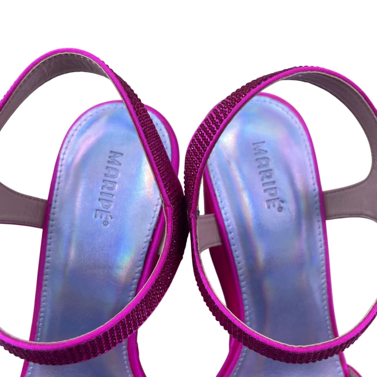 Maripé Women’s Fuchsia Rhinestone Ankle Strap  Platform AVA Wedge Sandals Sz 10M