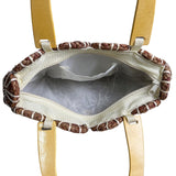 Handcrafted Women's Tropical Brown Circle Straw Braided Handbag Sz M