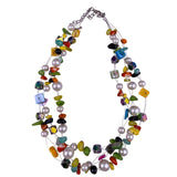 Multi-Strand Womens Multicolor Acrylic & Faux Pearl Necklace 