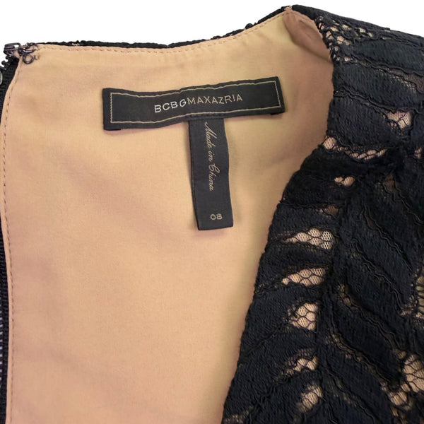 BCBGMaxAzria Womens Beige/Black Lace Crop Top & Maxi Skirt Set  Elegant Size 8 