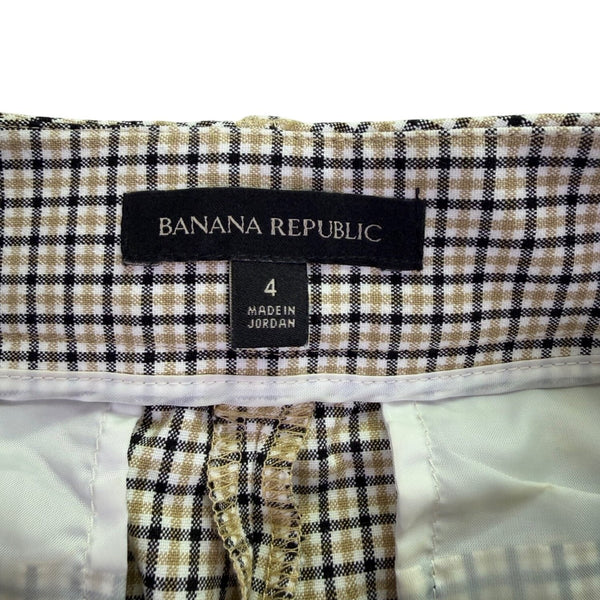 Banana Republic Womens Black/White Plaid Tapered Dress Pants Size 4