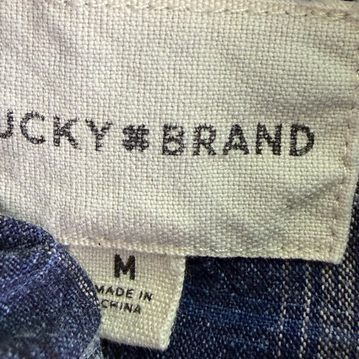 Lucky Brand Mens Blue Cotton Plaid Button-Up Western Shirt Front Pockets Size M