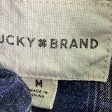Lucky Brand Mens Blue Cotton Plaid Button-Up Western Shirt Front Pockets Size M