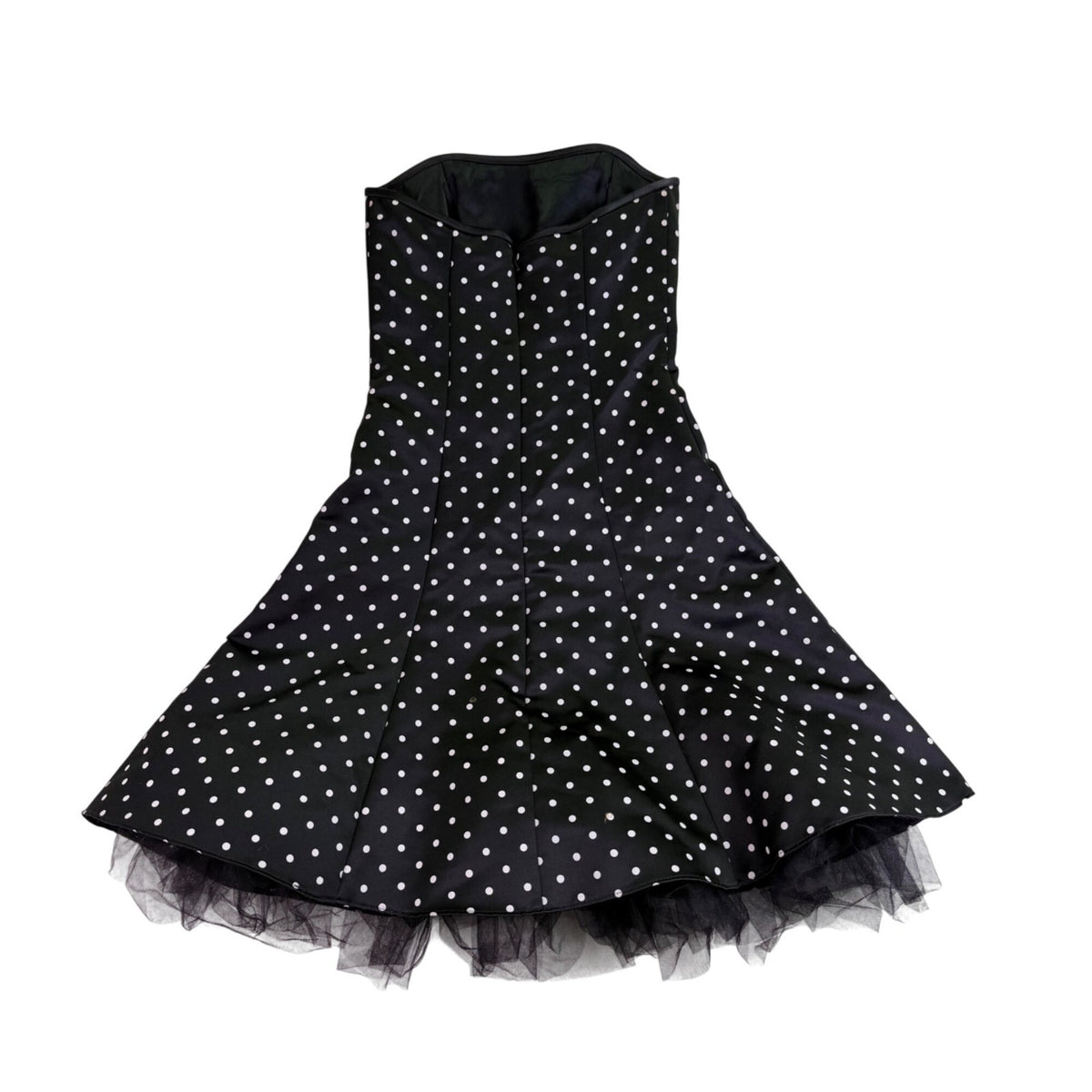 Jessica Mcclintock Womens Black Strapless Polka Dot Fit & Flare Dress Size 1/2
