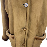 Medison Womens Brown Faux Suede Fur Trim Hooded Winter Coat  Casual Outerwear Sz