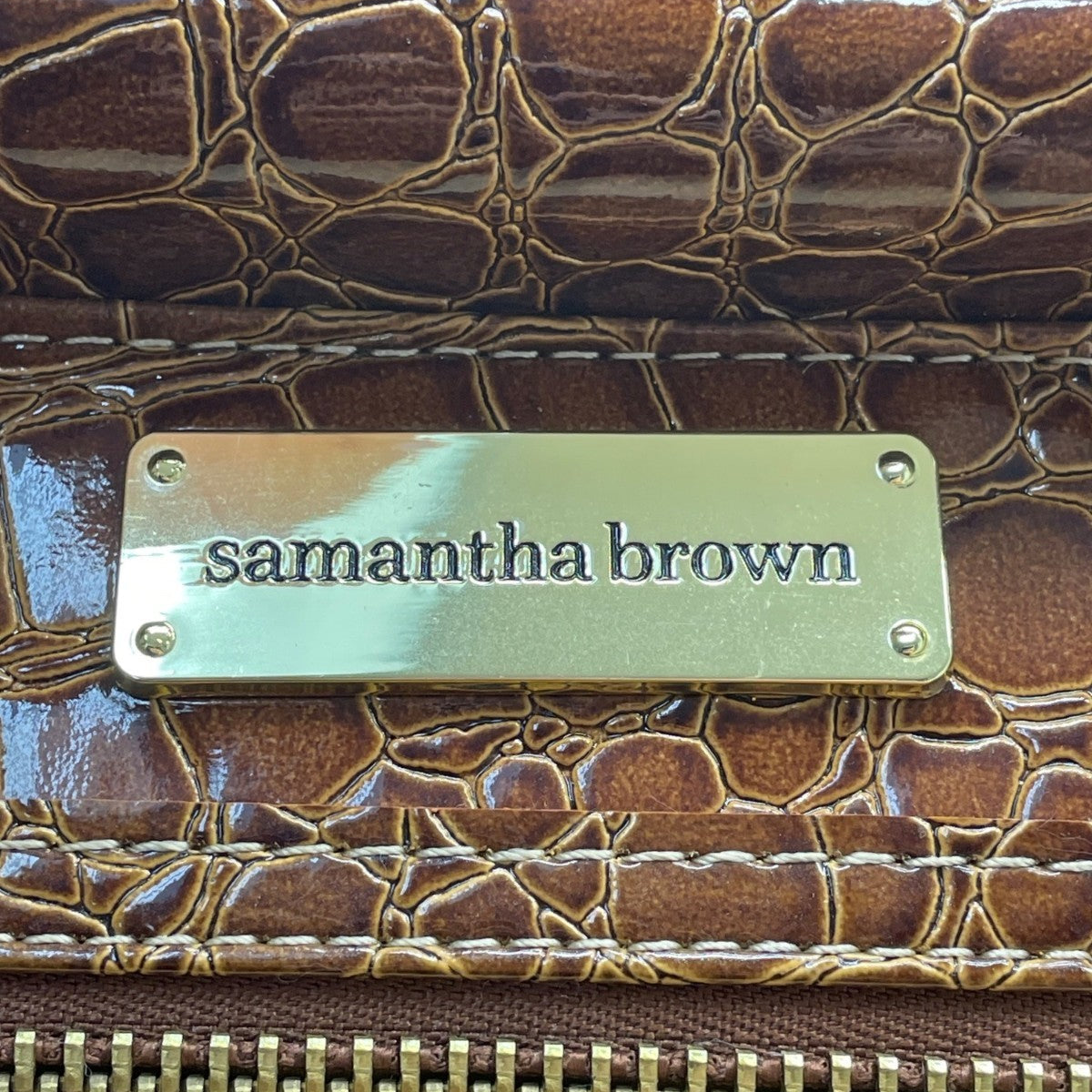 Samantha Brown Women’s Black & Brown Croc-Embossed Rolling Carry-On Luggage