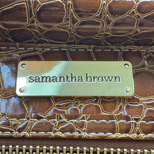 Samantha Brown Women’s Black & Brown Croc-Embossed Rolling Carry-On Luggage