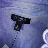 Talbots Womens Blue Cotton Blouse Petite Eyelet Embroidered Button-Front Sz  XLP
