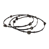 Seasonal Whispers Womens Black Metal Bracelets Set Crystal Accents Multi-Layer