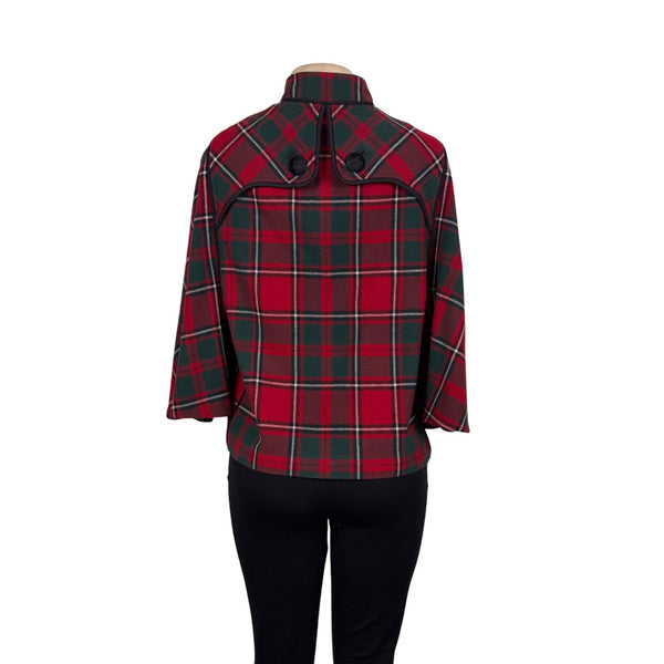 Pendleton Womens Red Green Wool Plaid Jacket 3/4 Sleeve Button Front Size S