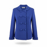 Kate Hill Womens Blue Merino Double-Breasted Sweater Jacket Size S