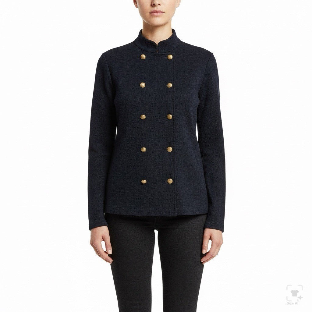 Lauren Ralph Lauren Womens Navy Double-Breasted Jacket Gold Button Sz XL