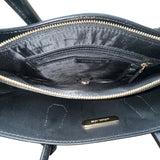 Michael Kors Black Pebbled Leather Satchel  With Gold Hardware & Charm Tote Bag