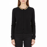 Calvin Klein Black Gold Chain Detail Cropped Cardigan Womens Long Sleeve Sz L