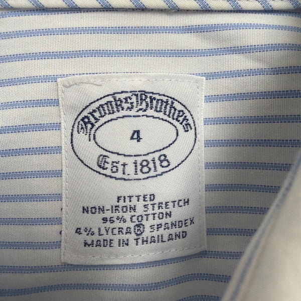 Brooks Brothers Womens Blue & White Non-Iron Fitted Striped Shirt Size 4