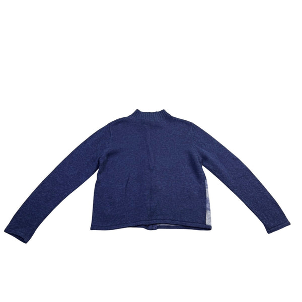Carly St. Claire Womens Blue Cotton Ramie Embellished Cardigan Sweater Size PXL