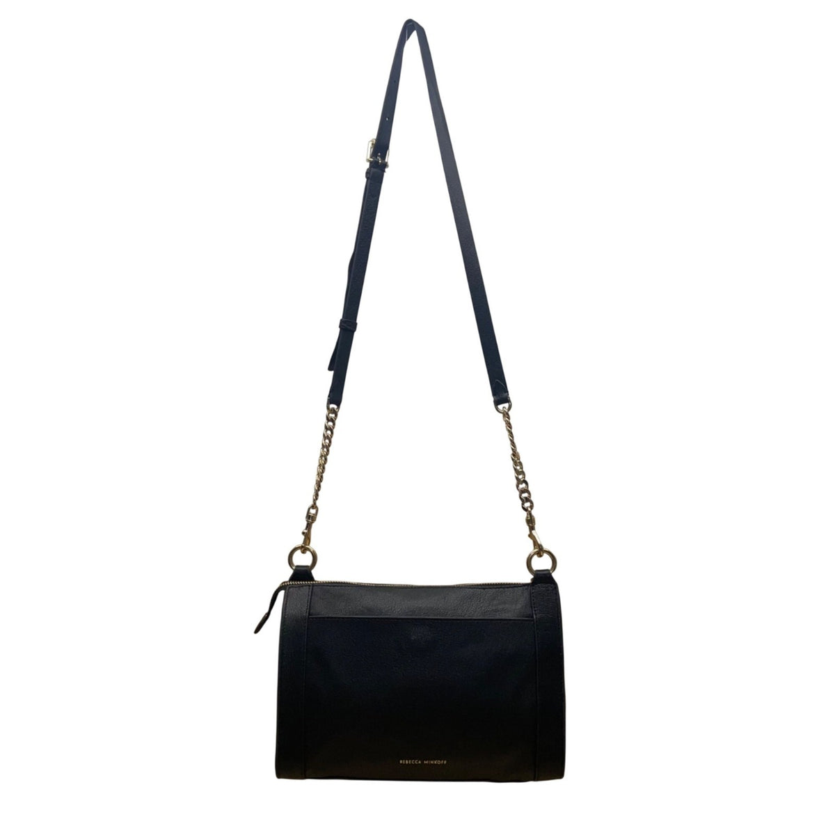 Rebecca Minkoff Women’s Black Leather With Gold Accents Crossbody Purse Bag