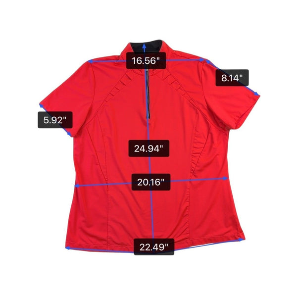 Tail Womens Red Polyester/Spandex Short Sleeve Half-Zip Performance Polo Shirt X