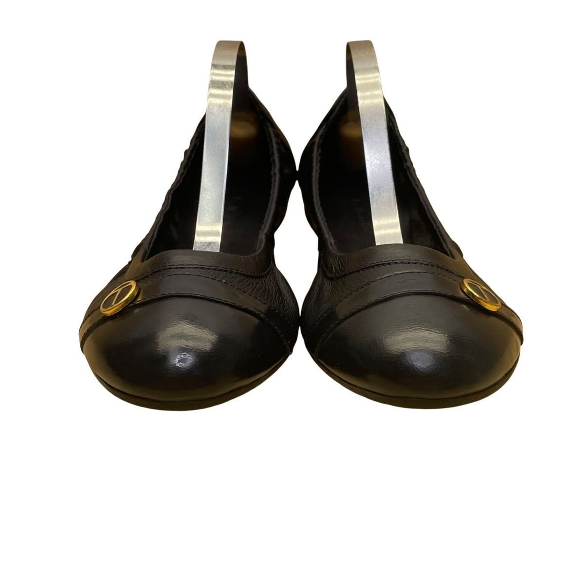 Talbots Women’s Blue Leather Gold Accent Slip-On  Ballet Flats Size 7.5B
