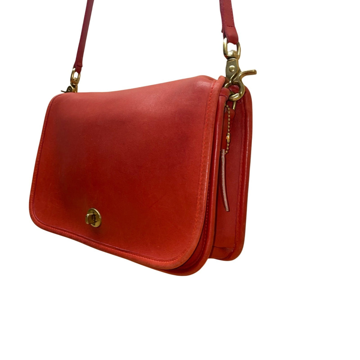 Coach Women’s Ruby Red Glove-Tanned Leather Turnlock Closure Crossbody Bag