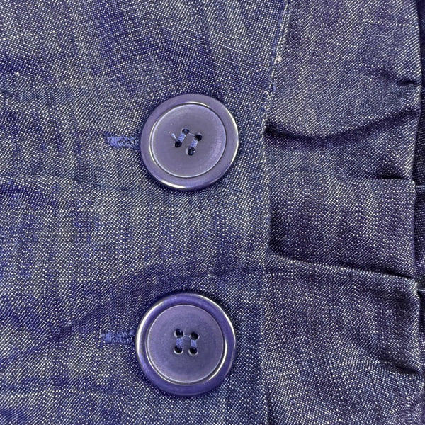 LVLX Womens Navy Blue Cotton Blazer Short Sleeve Fitted Button-Up Jacket Size S