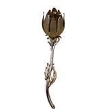 Flower Stem Brooch Gold Tone Metal Pin Floral Design Elegant Vintage