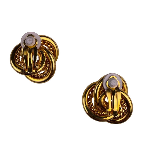 Gold Tone Womens Clip-On Knot Earrings Woven Design Round Fashion Jewelry