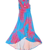 Lilly Pulitzer Womens Aqua Pink Rayon Spandex Floral-Print Maxi Dress Size XS
