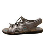 Ecco Women’s Metallic Gray Leather Adjustable Strap Open Toe Sandals Size 39