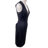 Herve Leger Womens Black Sleeveless Geometric Beaded Dress Evening Wear Sz XS