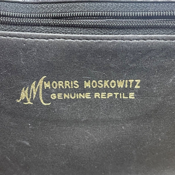 Morris Moskowitz Women’s Black Genuine Reptile Gold Chain Strap Shoulder Clutch