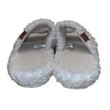 EverFoams Women’s White Fuzzy Cozy Dual Straps Slide Sandals Size 5-6