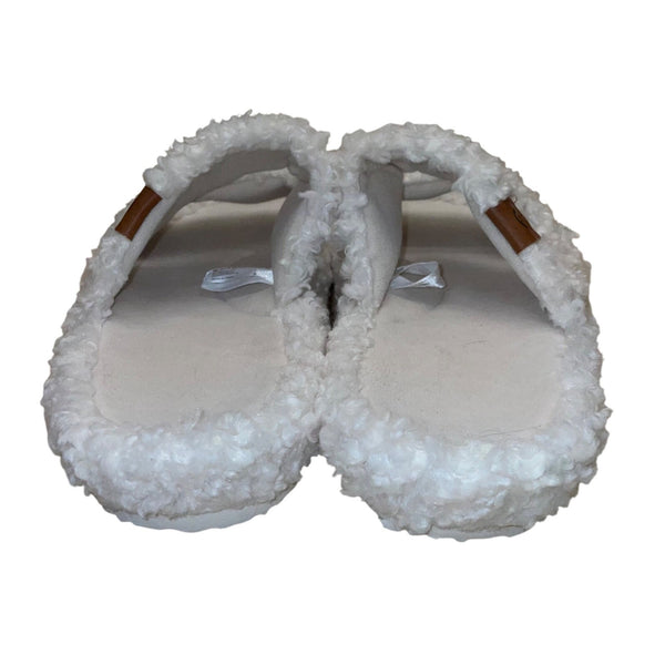 EverFoams Women’s White Fuzzy Cozy Dual Straps Slide Sandals Size 5-6