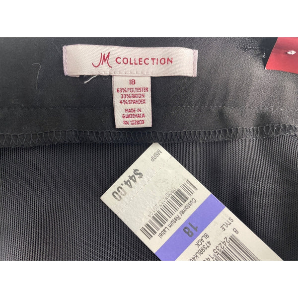 JM Collection Women's Black Knee Length Straight Skirt Sz 18 - NWT