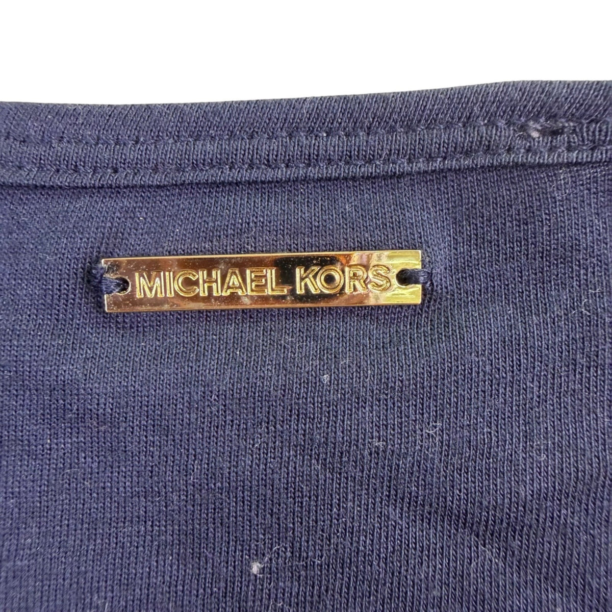 Michael Kors Womens Navy Sequin Striped Cotton & Modal Long Sleeve Top Size L