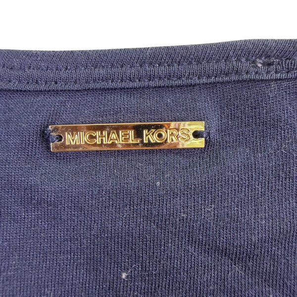 Michael Kors Womens Navy Sequin Striped Cotton & Modal Long Sleeve Top Size L