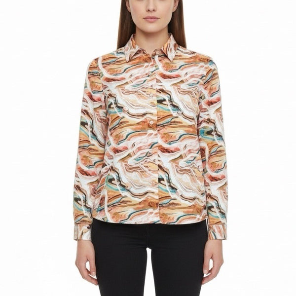 Pretty Little Thing Womens Multicolor Marble Print Oversized Blazer Size 6