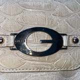 Vintage Guess Women’s Beige Faux Leather Croc Embossed G Logo Y2K Satchel Bag
