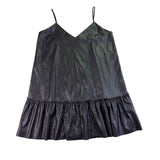 Express Womens Black Faux Leather Ruffle Hem Slip Dress Stylish Outfit Size L