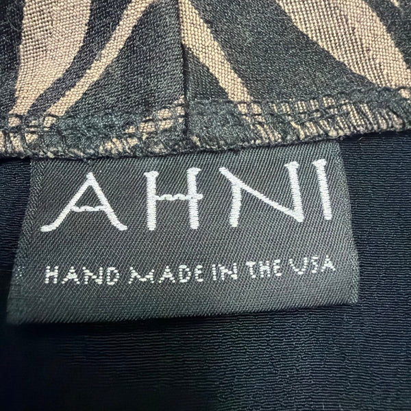 Ahnni Womens Black Taupe Leaf Print Open Front Vest With Tule Accent Size 1