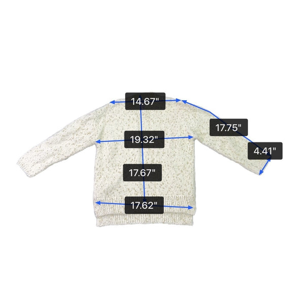 Alia Womens White Sweater With Metallic Gold Thread Pullover Style Sz S
