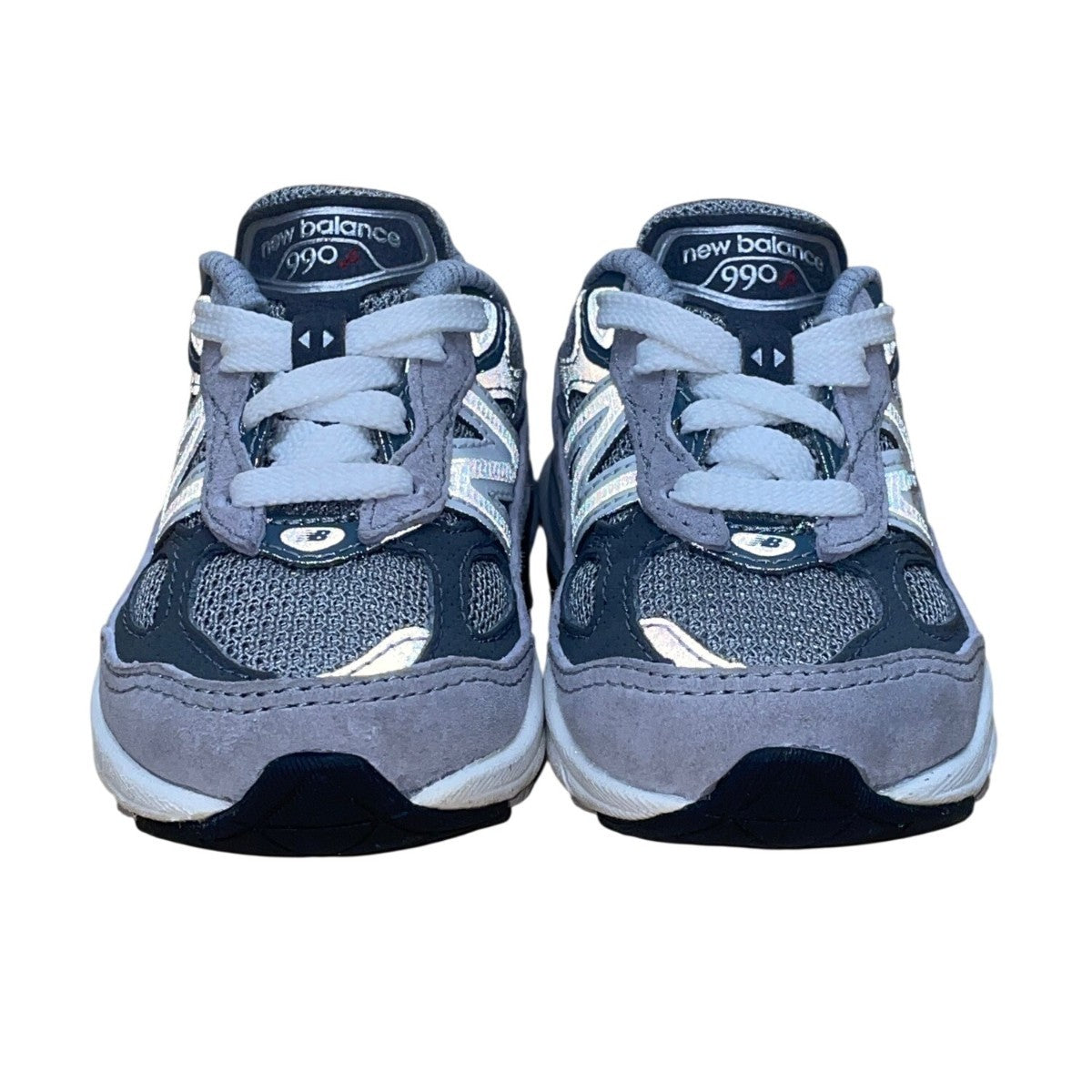 New Balance Kids Gray/White Mesh Suede 990 GL6 Athletic Running Shoes Size 4 US