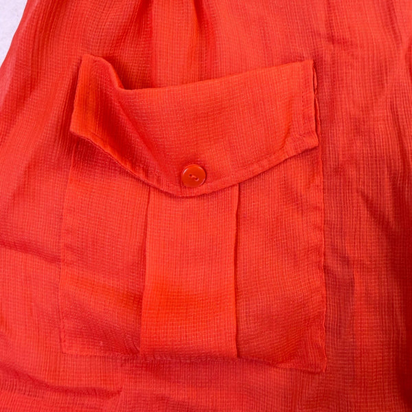 Chicos Womens Orange Utility Jacket With Drawstring Waist Pockets Size 0